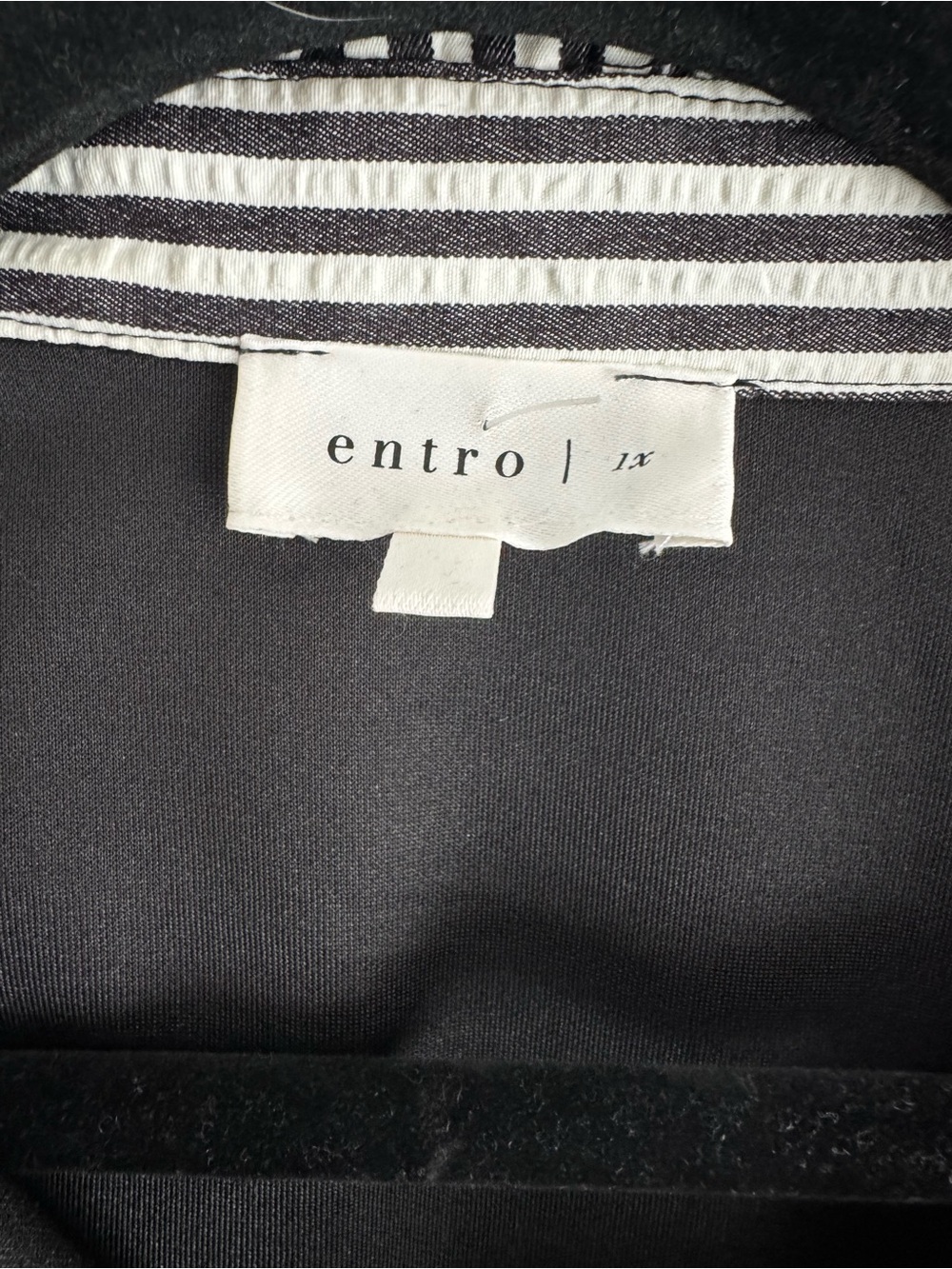 entro Black Midi Dress with Black-and-White Striped Collar - Picture 2 of 4